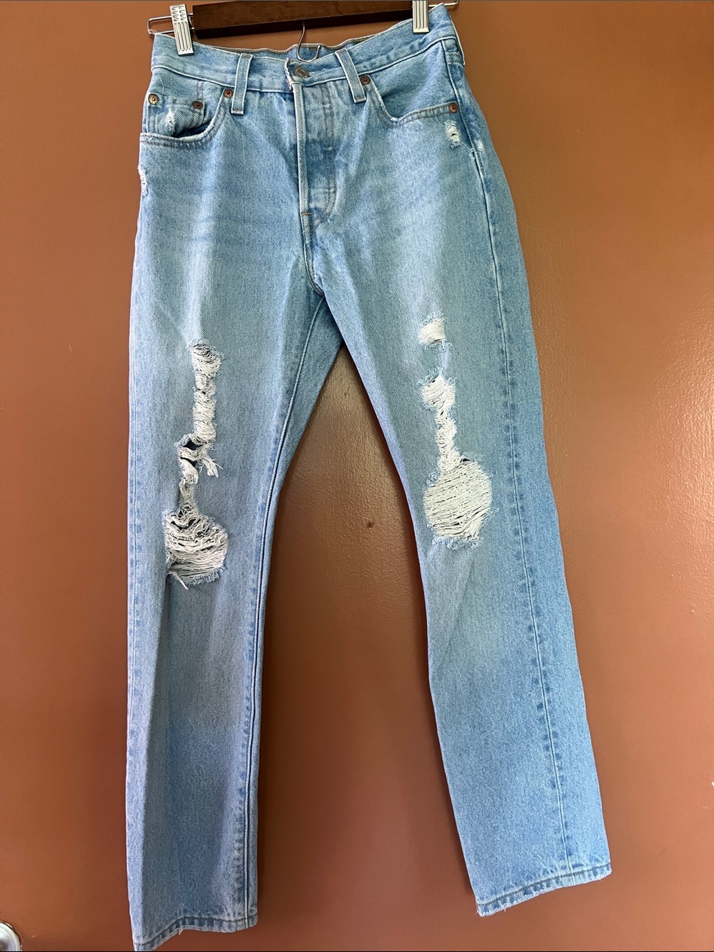 Levi’s 501 Light Wash Distressed Straight Women’s Jeans
